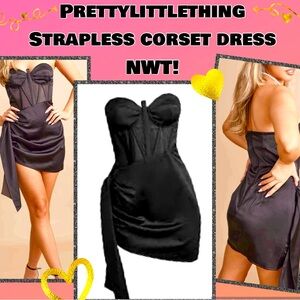 NWT SIZE 8 strapless corset dress; “PrettyLittleThing.”